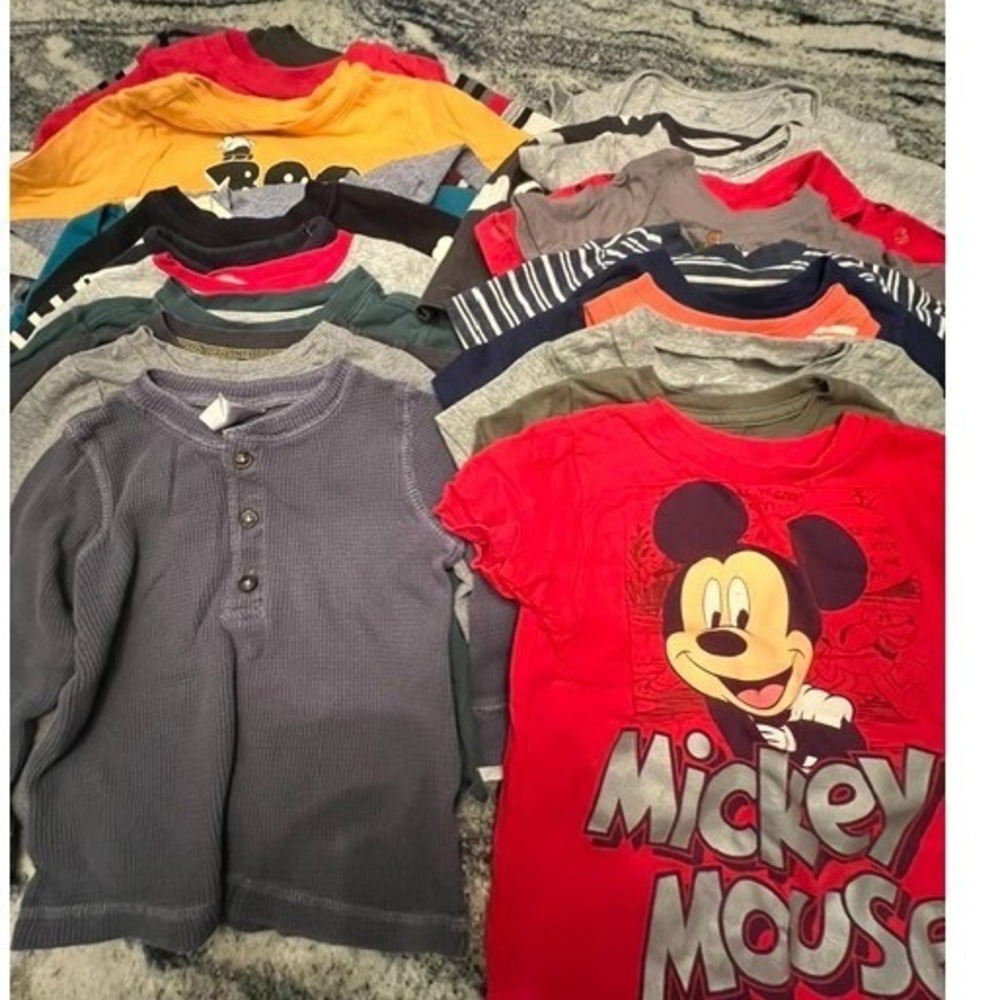 Mixed Brand Toddler Shirt 18pc Bundle 18M Red Blue Good Mickey Henley Stripe